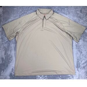 5.11 Tactical Mens 2XL Tan Short Sleeve Polo Shirt Zipper Sleeve Pocket 71182
